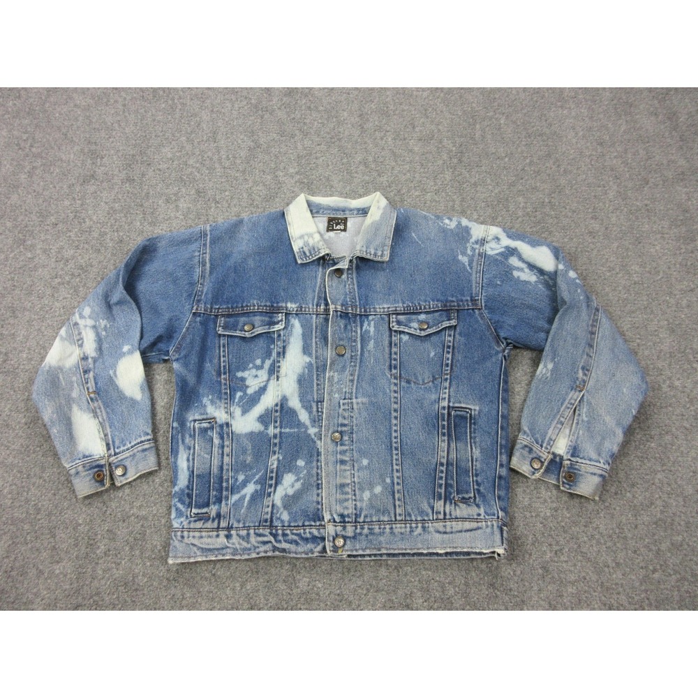 Vintage Lee Denim Jacket Mens Large Blue Acid Wash Trucker Western Distressed